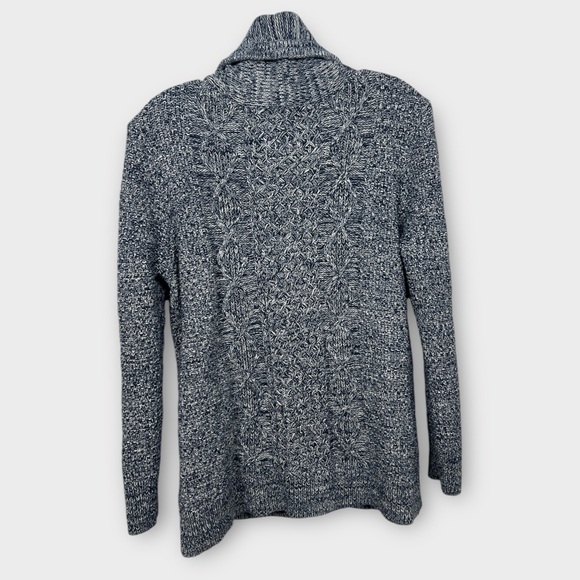 LLBean Sig Navy Marled Kangaroo pocket sweater sz M - Picture 3 of 8